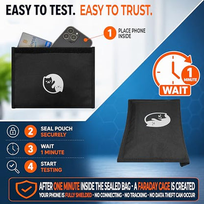 Gecko Travel Tech Faraday Bag Anti-Tracking GPS RFID Car Key Signal Blocker Wallet Shielding Pouch Protective Case for Cell Phone Car Key FOB, Data Privacy, Electronic Device Security (CAT YINYANG) - color: CAT YINYANG