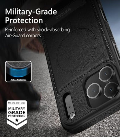 WTCASE Magnetic for iPhone 1X Leather Case,Built-in Invisible Stand [Compatible with Magsafe] Protective Slim Kickstand Phone Cover (2025) (Black, iPhone 1R Pro) - color: Black, size: iPhone 1R Pro