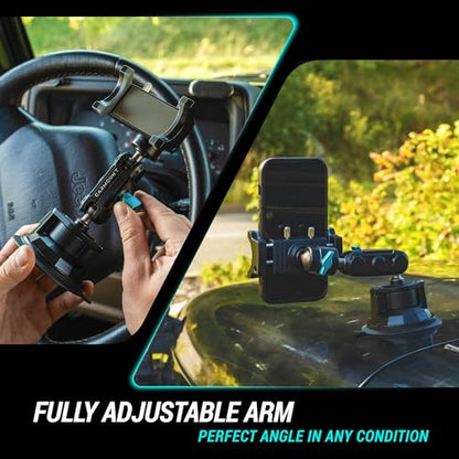 CARMOUNT TitanX100 – Suction Cup Phone Mount for Car & Truck – Heavy Duty Metal Phone Holder, Windshield Phone Mount for iPhone, Android, GPS & All Devices - style: TitanX100