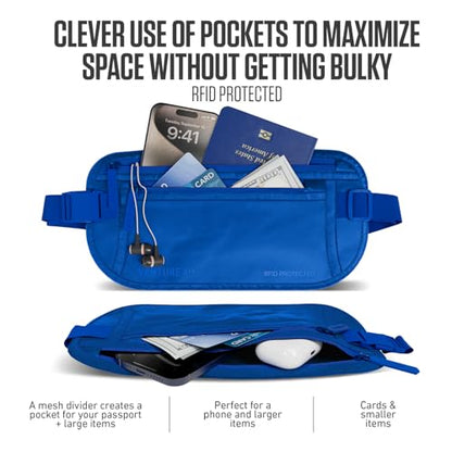 VENTURE 4TH Travel Money Belt, RFID Blocking Passport Holder - Sleek Blue - color: Sleek Blue