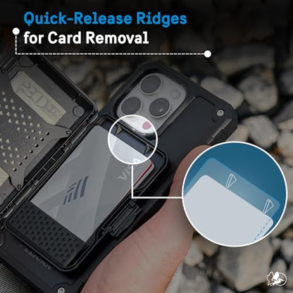 Pelican MagSafe Wallet w/RFID Blocking for Cards & Cash - Brushed Titanium | Military STD Snap-On Magnetic Phone Wallet/Card Holder - Detachable MagSafe Wallet for iPhone 17 Pro Max/16/15/14/13/Pixel 10 - color: Brushed Titanium, style: Shield