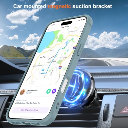 CHAOFEnG Magnetic Compatible with iPhone 17 Case with Stand [Military Grade Drop Tested][Compatible with Magnet] Ring Translucent Slim Hard Back Soft Edge, Teal Green - color: Teal Green, size: iPhone 17