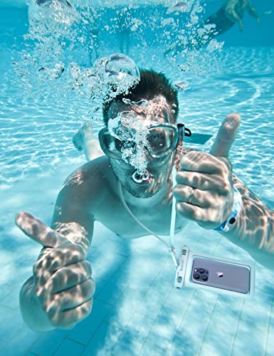 Lamicall Waterproof Phone Pouch Case Bag for iPhone 17 16 15 14 13 12 11 Pro Max Plus XS, Swimming Equipment Bags for 4-7inches White & White - color: White & White