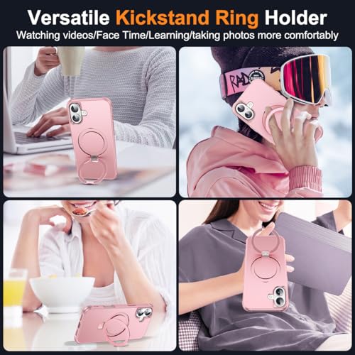 SKYLMW Compatible with iPhone 17 Case with Stand,Rose Gold | iPhone 17 Phone Case 6.3",Magnetic Ring Stand,Compatible with MagSafe,Military-Grade Protection,Great Grip Feeling - color: Rose Gold, size: Iphone 17