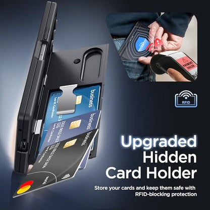TONGATE Wallet for Z Fold 7 Case with Privacy Screen Protector, Black - color: Black