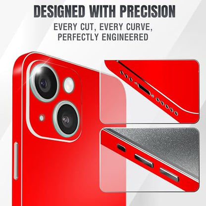 2Pcs Skin Wrap Compatible for iPhone 14 – Slim Decal Vinyl Protective Film for Sides & Back – Sleek Fit, Premium Look – Compatible with All iPhone 14 Cases - Red - color: Red