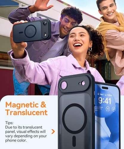 CANSHN Magnetic Compatible with iPhone Air Case(6.5 Inch), Upgraded [Full Camera Protection] [Compatible with Magsafe] [Translucent Matte] Shockproof Phone Cover for iPhone 17 Air Case,Black - color: Black, size: iPhone Air (6.9 Inch,1 Lens)