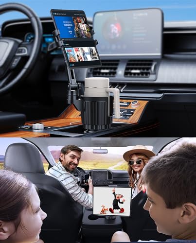 Cup Holder Tablet Mount, Ipad Cup Holder Car Mount with Adjustable Arm for Tablet iPhone 3-11in iPad Pro Air Mini, Fire, iPhone 15, Galaxy S24 Z Fold 5 (Pack of 2) - size: 3-13 inches (Pack of 2)