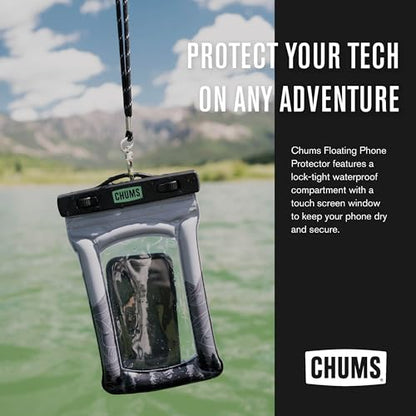 Chums Floating Phone Case with Lanyard, Waterproof (Fish Camo Blue) | Durable Plastic Construction Touchscreen Compatible Pouch Keeps Phone Dry & Afloat