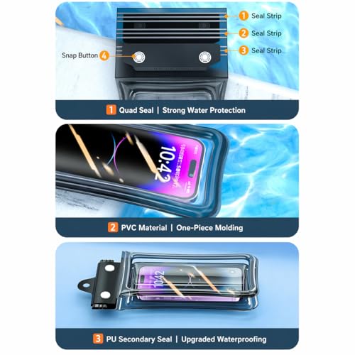 Floating Waterproof Phone Pouch with Airbag, Touchscreen Dry Bag | Buoyant Phone Protection: Built-in airbag, multi-layer seal and clear touch window support beach, pool and water-sport use. - color: Pink