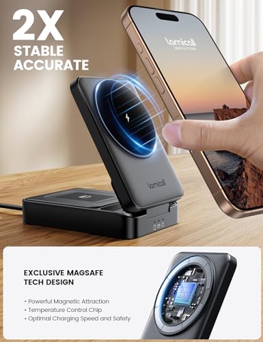 Lamicall Palm-Sized 3-in-1 Foldable Charging Station for Apple MagSafe - color: Matte Black
