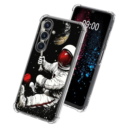 Astronaut Baseball Phone Case for Samsung Galaxy S24, Clear Soft TPU Case with Shockproof Corners Slim Transparent Protective Cover for Galaxy S24 - color: Astronaut Baseball, size: 6.2" Galaxy S24