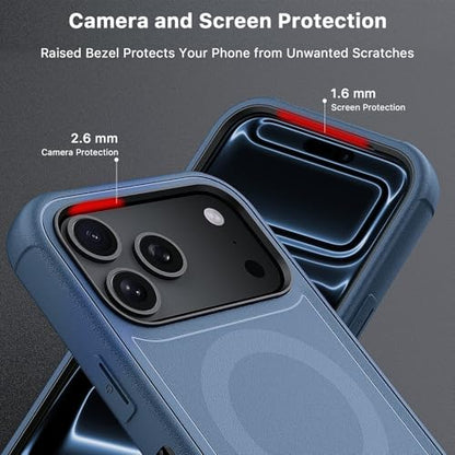 M MYBAT PRO for iPhone 17 Pro Case with Belt Clip Holster,[Compatible with Magsafe] w/Screen Protector,Anti-Drop,Shockproof,w 360°Rotating Kickstand,Heavy Duty Protection (Blue) - color: Blue