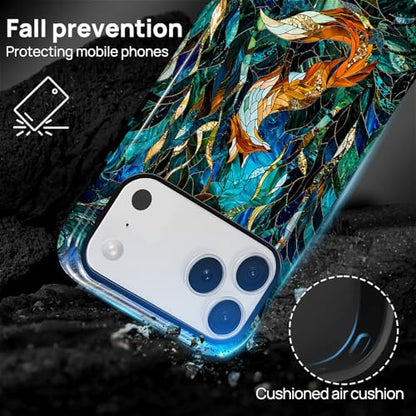 Case Compatible with iPhone 17 Pro, Cute Dual Layer Hybrid Phone Cover, Military Grade Drop Protection, Aesthetic Shockproof Phone Case for Women Girls, Woodland Fox Stained Glass - color: Woodland Fox Stained Glass, size: Iphone 17 Pro