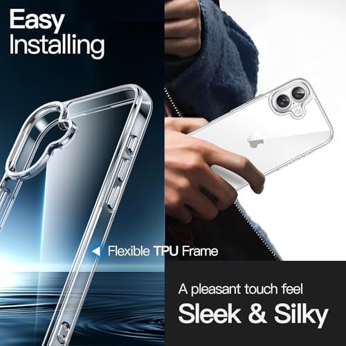 JETech Case ONLY for iPhone 16 Plus 6.7-Inch, Non-Yellowing Shockproof Phone Bumper Cover, Anti-Scratch Clear Back (Clear) - color: Clear, size: iPhone 16 Plus