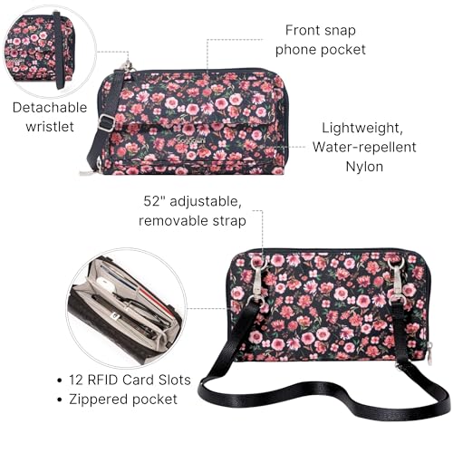 Baggallini Rfid Phone Wallet Crossbody - color: Autumn Peony