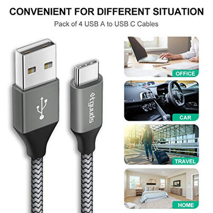 etguuds USB to USB C Cable, 4-Pack USB A to USB C Cable Fast Charging - color: Gray, size: 1ft,3ft,6ft,10ft