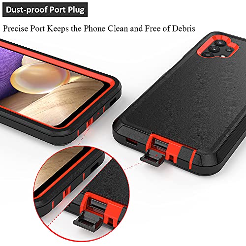 TENCO Compatible Samsung Galaxy A32 5G Case,with Screen Protectors, Shockproof Full Body Protection Kickstand Case Belt Clip Holster Samsung Galaxy A32 5G(Orange), (SM-A326B, SM-A326BDS) - color: Orange