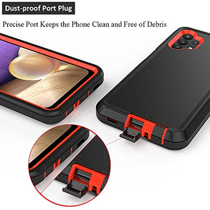 TENCO Compatible Samsung Galaxy A32 5G Case,with Screen Protectors, Shockproof Full Body Protection Kickstand Case Belt Clip Holster Samsung Galaxy A32 5G(Orange), (SM-A326B, SM-A326BDS) - color: Orange
