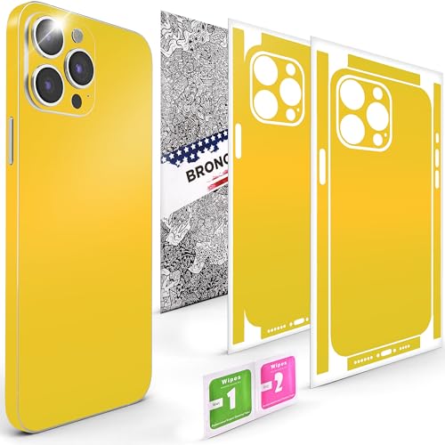 2Pcs Skin Wrap Compatible for iPhone 15 Pro – Slim Decal Vinyl Protective Film for Sides & Back – Sleek Fit, Premium Look – Compatible with All iPhone 15 Pro Cases - Yellow - color: Yellow