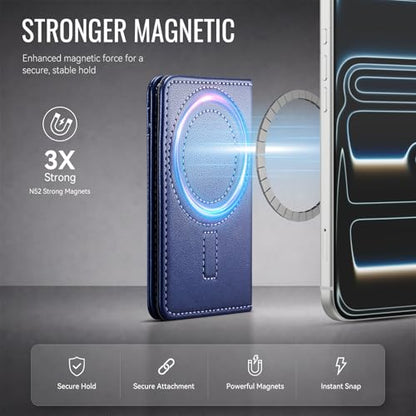 for MagSafe Wallet, Magnetic Phone Wallet RFID Blocking, 6 Cards Holder with Cash Slot,Compatible with Magsafe Phones and Cases for iPhone 17/16/15/14/13/12Pro/Max/Plus - color: Blue