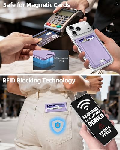 For Magsafe Wallet with Money Clip, 5 Card Holder, Adjustable Stand | Strongest Magnetic Wallet for iPhone 17/16/15/14/13/12 Series, ID Window, RFID Blocking, Not for 13/12 Mini, Light Purple - color: Light Purple