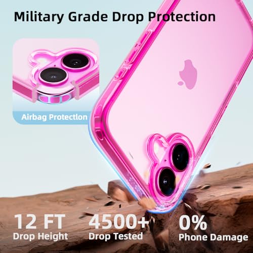 Mobnano for iPhone 16 Case, Protective Shockproof Bumpers [Not Yellowing] Anti-Scratch Transparent Slim Hard PC Back Soft TPU Frame Cover for Men Women - Rose Red - color: Rose Red