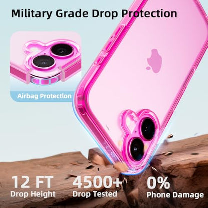 Mobnano for iPhone 16 Case, Protective Shockproof Bumpers [Not Yellowing] Anti-Scratch Transparent Slim Hard PC Back Soft TPU Frame Cover for Men Women - Rose Red - color: Rose Red