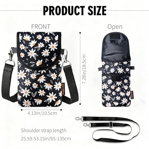 Neoprene Phone Sleeve Pouch Case Bag for Men Women w/Crossbody Strap/Neck Lanyard for iPhone 17/16/15/14 Pro Max, Samsung S25，Pixel 10 - color: Chrysanthemum Cell Phone Sleeves