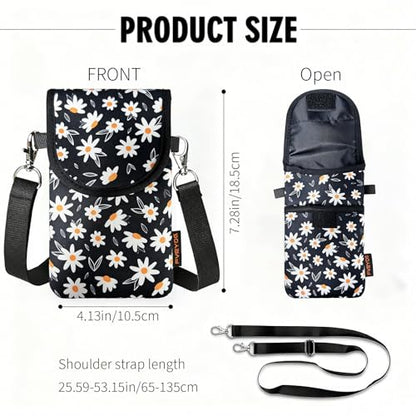 Neoprene Phone Sleeve Pouch Case Bag for Men Women w/Crossbody Strap/Neck Lanyard for iPhone 17/16/15/14 Pro Max, Samsung S25，Pixel 10 - color: Chrysanthemum Cell Phone Sleeves