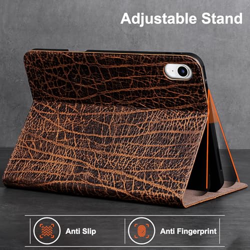 Gexmil Premium Leather Case for iPad mini 7 (A17 Pro) 2024 / iPad mini 6 Generation 2021 8.3 Inch,Pencil Holder, Magnetic Closure,Shockproof Cowhide Cover,Adjustable Stand,Buffalo Brown - color: Buffalo Brown