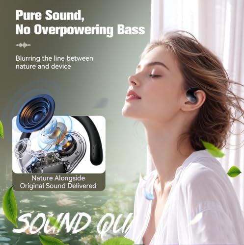 Xmenha Over The Ear Earbuds Open Ear Headphones Over The Ear Headphones - color: Black, style: Normal