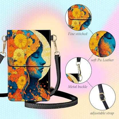 Small Crossbody Bags for Women Touchscreen Cell Phone Bag Cross Body Purses with adjustable Strap,Gifts For Teenage Girls - color: Florals Girl