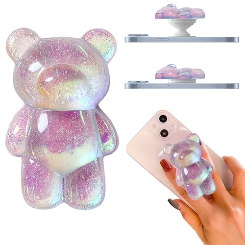 3D Gummy Bear Phone Grip Stand Cute Gummy Bear Style Expandable Collapsible Mobile Phone Grip Stand Holder Comfortable to Hold Phone Grips for Smartphone & Tablet Cell Phone (Purple) - color: Purple