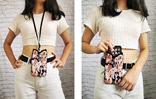 Tainada Neck Cellphone Sleeve Carrier w/Belt Loop (Doodle Dogs Pattern) - color: Doodle Dogs Pattern