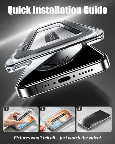 Privacy Screen Protector for iPhone 16 Pro Max Dust-Free Tray 2-Pack