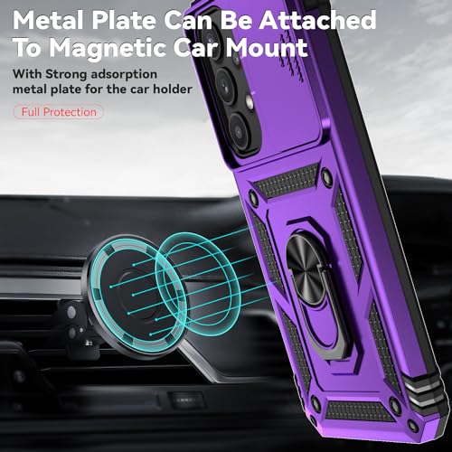 for Galaxy A35 5G Phone Case,Galaxy A35 5G Case,with Screen Protectors and Camera Cover,[Military Grade] 16ft.Drop Tested Cover with Magnetic Kickstand Protective Case for Samsung A35 5G, Purple - color: Purple