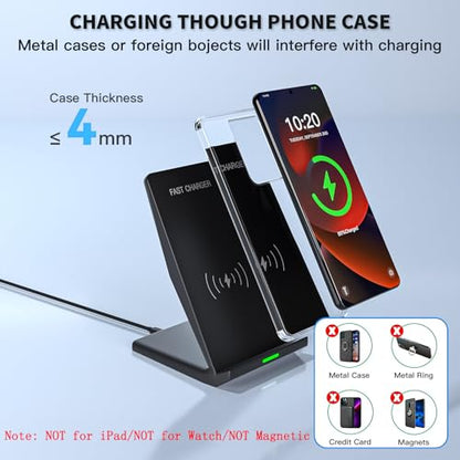 Wireless Charger Station,15W Desk Wireless Charging Stand 20W USB C Adapter for Apple iPhone 17 Pro/17/17/Air/16 Pro/16E/16 Plus/15/14/13,Samsung Galaxy S25/S24/S23/S22/Z Flip Fold/Note 20,Google etc - color: Black