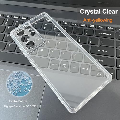 TENOC Phone Case for Samsung Galaxy S21 Ultra 5G, Clear Case Anti-Yellowing Protective Bumper Hard Back Cover - color: Clear Anti-Yellowing, size: S21 Ultra