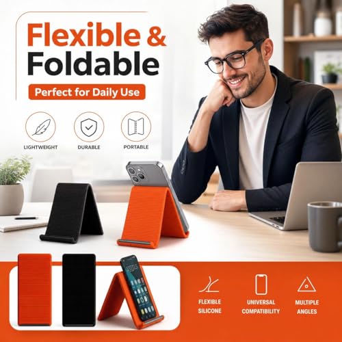 Flexible Silicone Phone Stand, Portable Adjustable Holder with Anti-Slip Design, Universal Desktop Phone Mount for Office and Travel