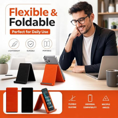 Flexible Silicone Phone Stand, Portable Adjustable Holder with Anti-Slip Design, Universal Desktop Phone Mount for Office and Travel