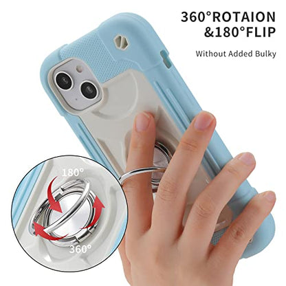 MARKILL Compatible with iPhone 14 Plus Case 6.7 Inch with 360 Degree Rotate Ring Stand, Military Grade Drop Protection Full Body Rugged Heavy Duty Protective Cover for iPhone 14 Plus - color: Ice Blue, size: iPhone 14 Plus 6.7"