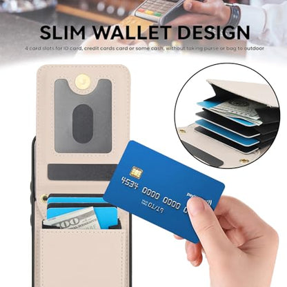 Phone Case for Samsung Galaxy S22 5G Wallet Cover with Tempered Glass Screen Protector Credit Slot Card Holder Crossbody Strap Stand RFID Blocking S 22 22S 4G G5 6.1 inch Women Men Girls Beige - color: Beige