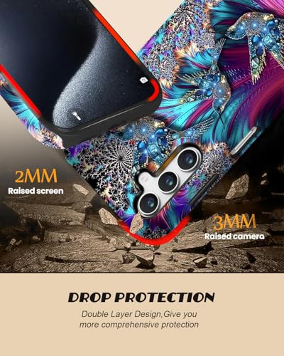 Compatible for Samsung Galaxy A36 5G Case,Double Layer Shockproof Protection Heavy Duty Phone Cover,Sparkling Diamond Bird Pattern - color: Sparkling Diamond Bird Pattern, size: A36