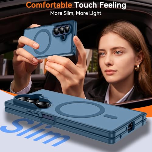 Hensinple for Samsung Galaxy Z Fold 8 Ultra Case,Z Fold8 Ultra| Z Fold 7 Case [Compatible with MagSafe] Translucent Matte Military Grade Protection Shockproof Rugged Magnetic Phone Cover(Blue) - color: Z Fold 8 Ultra-Blue, size: Galaxy Z Fold 8 Ultra| Z F