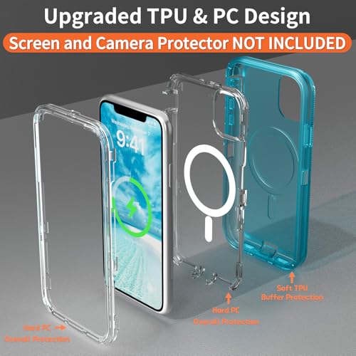 Follaroma Magnetic for iPhone 11 Case, Heavy Duty Phone Cases, Blue, 6.1" | Compatible with MagSafe, Heavy Duty Shock proof Protection, Military-Grade Anti-Drop, Dual Layer Transparent Protective Cover - color: Blue, size: iPhone 11 6.1''