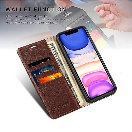 Belemay Compatible with iPhone 15 Pro Max Case Wallet-Genuine Leather-RFID Blocking Card Holders-Shockproof TPU Shell-Kickstand-Durable Flip Cover Book Folding Phone Case Women Men (6.7-inch) Brown - color: Brown, size: iPhone 15 Pro Max