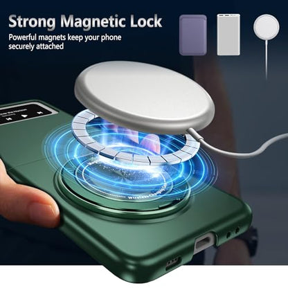 Magnetic Case for Samsung Galaxy Z Flip 3, [Compatible with MagSafe] Military Grade Shockproof Slim fit Samsung Z Flip 3 Phone Case with Magnetic Ring Kickstand, Green - color: Green, size: Samsung Galaxy Z Flip 3