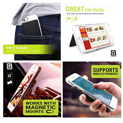 Gear Beast Cell Phone Wallet for Back of Phone, Stick On Wallet Credit Card ID Holder with RFID Protection Compatible with iPhone, Galaxy & Most Smartphones and Cases White Marble
