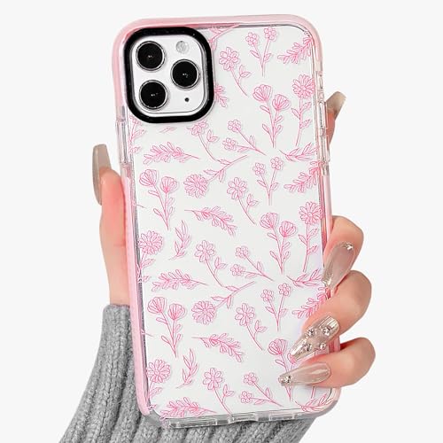 NITITOP Compatible for iPhone 11 Pro Case Cute Flower Floral Clear for Women Girl Ultra Slim Crystal Shockproof Soft TPU Anti-Yellow Protective Phone Cover - Clear Pink - color: Clear Pink, size: iPhone 11 Pro